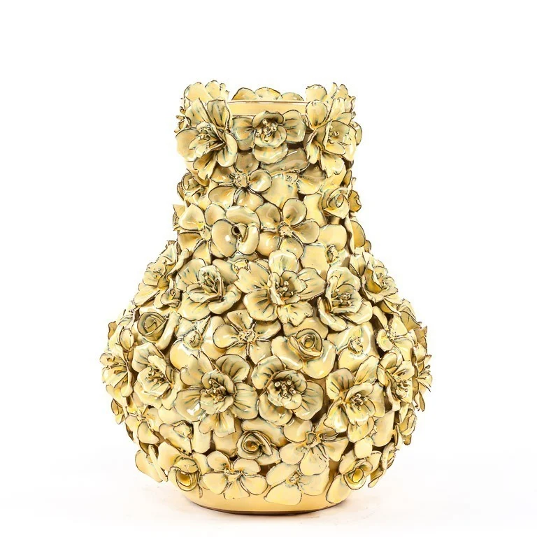 【予約販売】Vase deco with flowers yellow