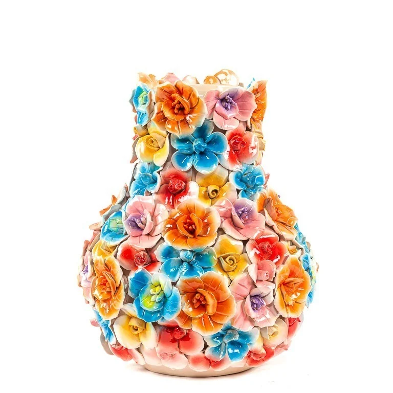 【予約販売】Vase deco with flowers coloured