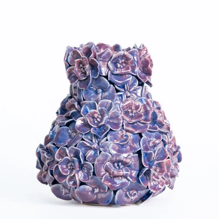 【予約販売】Vase deco with flowers purple