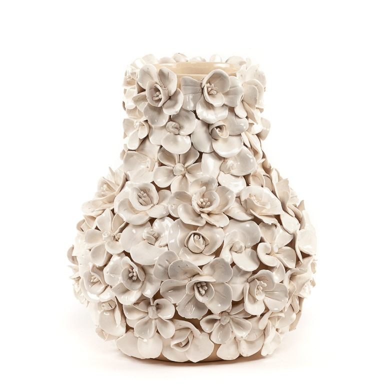 【予約販売】Vase deco with flowers white
