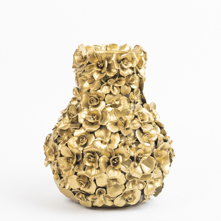 【予約販売】Vase deco with flowers gold