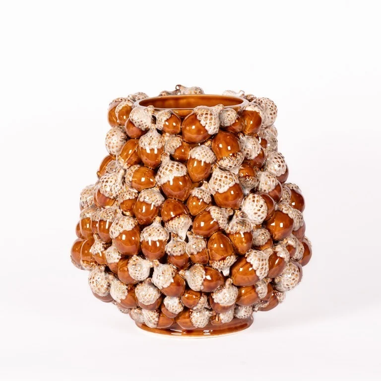 【予約販売】Vase with acorns brown
